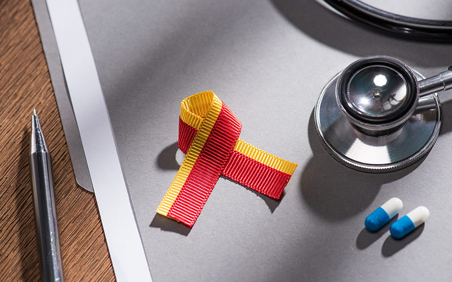 A red and yellow ribbon.