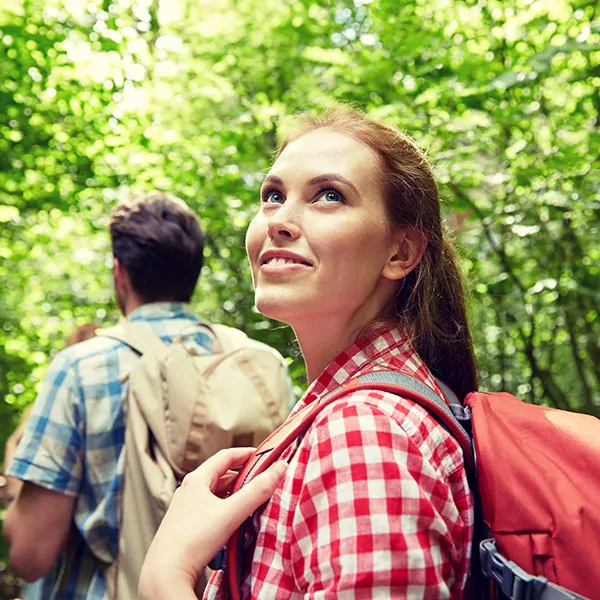 Hikers walking outdoors.